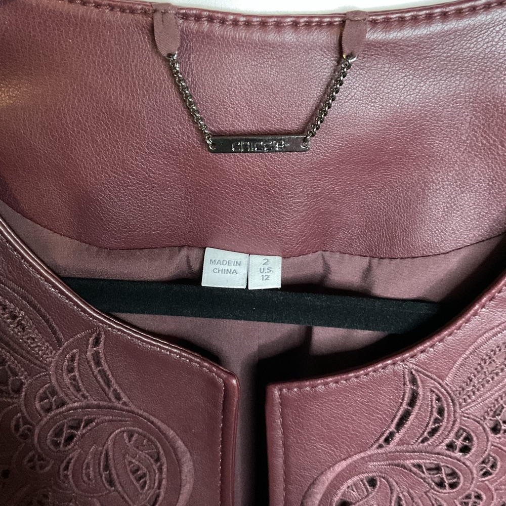Chico's Maroon Faux Leather Jacket - Picture 4 of 7